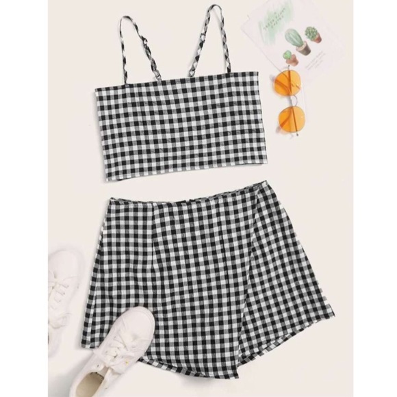 SHEIN Dresses & Skirts - Gingham skort and crop top set